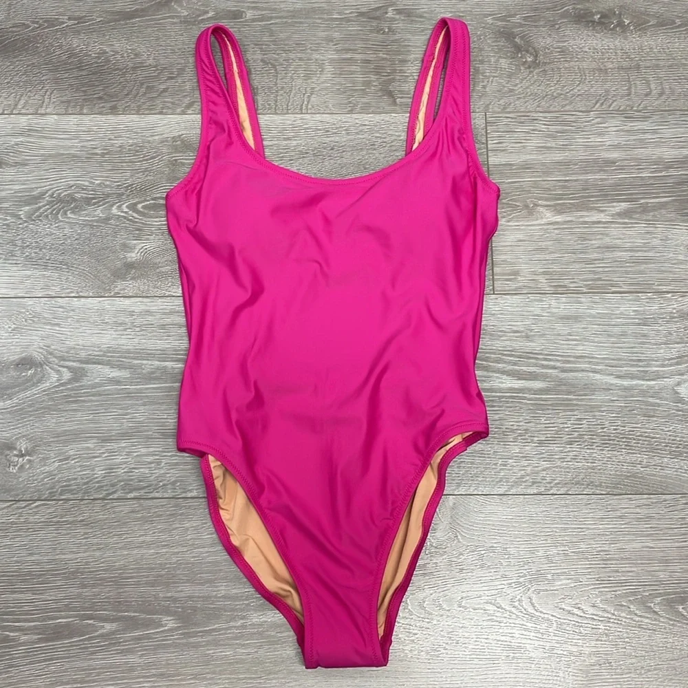 NWT J. Crew Heritage Scoopback One Piece Swimsuit Radiant Fuchsia 6